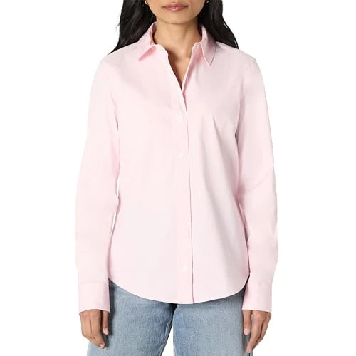 Offerta a tempo: Amazon Essentials Camicia Elegante dalla Vestibilità Classica con Bottoni, in Popeline Elasticizzato Donna, Rosa Chiaro, XXL - 0.00% da 26.00 € a 26.00 €