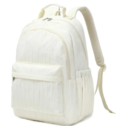 College corduroy rugzak voor school tassen vrouwen reizen casual dag rugzak meerdere zakken tienermeisjes, Beige, L