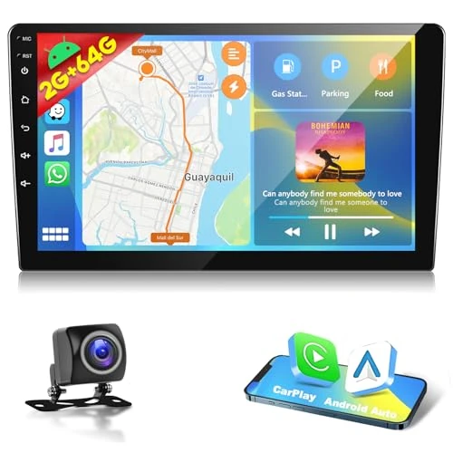Offerta a tempo: Motorsi 2G+64G Autoradio Double Din con Navigazione GPS, 5G WIFI，2 Din Car Stereo 10.1" HD Touchscreen con Carplay Wireless Android Auto, Bluetooth, Radio FM/AM/EQ/AUX/RDS, SWC,+Telecamera - 0.00% da 69.99 € a 69.99 €