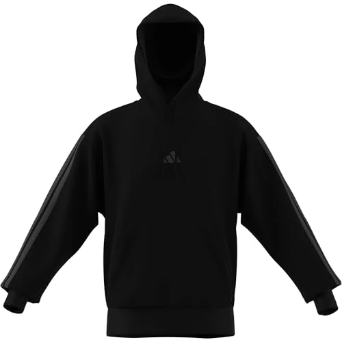 adidas Herren Essential Three Stripes Fleece Hoodie, Black/Carbon, L