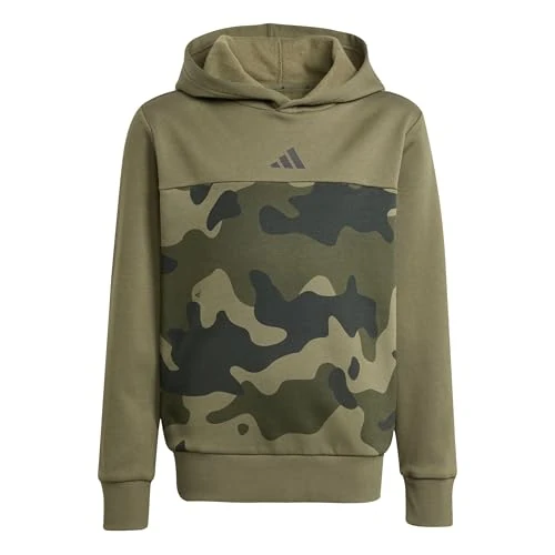 Tijdelijke aanbieding: adidas Unisex niños Seasonal Essentials Camo Fleece Hoodie Juniors, olive strata/black, 7-8 Years van 35.48 € naar 35.48 € (0.00% korting)