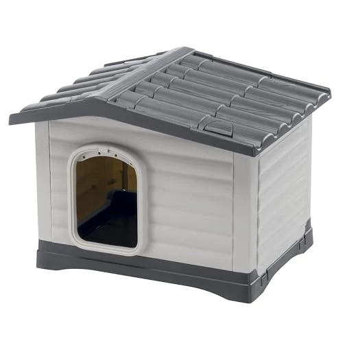 Oferta limitada: Ferplast Caseta Perros Exterior DOGVILLA 60 SE, Caseta Perro, Casa para Perros, Base Drenante, Base Aislante, Techo Desmontable, Rejilla de Ventilación, Plástico Reciclado, 58 x 48 x h 44 cm de 49.90 EUR a 42.42 EUR (ahorro 15%)