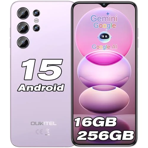 OUKITEL C1 Pro Smartphone Android 15, 16 GB + 256 GB/1 TB mobiele telefoon, 5150 mAh telefoons, 6,52 inch HD+ display, 13 MP + 5 MP mobiele telefooncamera, Dual SIM 3 slot/Octa Core/Fingerprint/3,5 mm