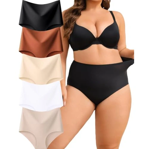 Zeitlich begrenztes Angebot: ALL OF SHE 5er Pack High Waisted Unterhosen Damen Seamless Slips Nahtlos Unterwäsche Hohe Taille Bequeme Hipster No Show Panties Mehrpack S-2XL A-5ER,L von 14.99 € auf 12.74 € (15% Rabatt)