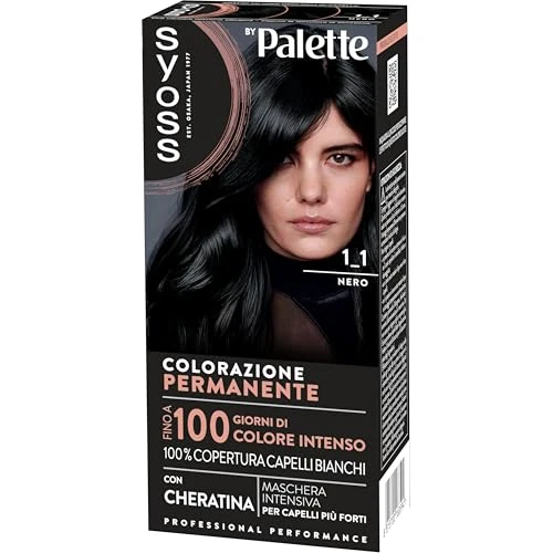Zeitlich begrenztes Angebot: Syoss by Palette Permanente Coloration 1-1 Schwarz, Permanente Haarfarbe mit Keratin, Schwarze Tönung für 100% Grauabdeckung und bis zu 100 Tage professionelle intensive Farbe von 20.60 € auf 20.60 € (0.0% Rabatt)