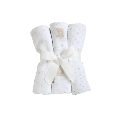 Chicco, Ensemble de 3 Draps Bébé Fille et Garçon, en Coton Doux et Léger, Idées Cadeaux Naissance Garçon et Fille, Designed in Italy