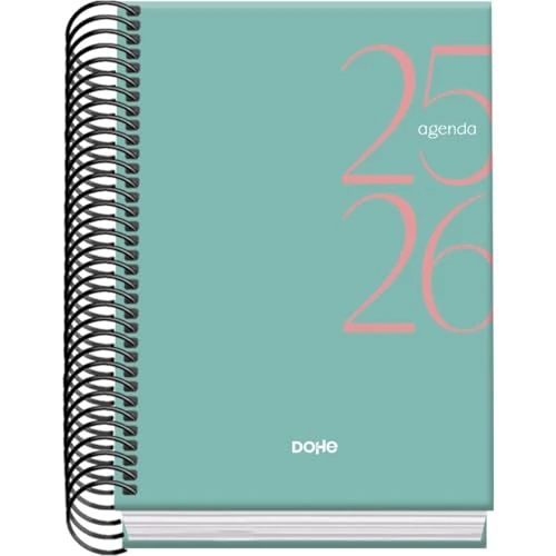 Offerta a tempo: Dohe - Agenda scolastica 2025 2026 - Giorno per pagina, formato A6 (12 x 17 cm), spagnolo e inglese, da settembre a giugno, rilegatura a spirale, copertina rigida - SYSTEM Green - 32% da 8.73 € a 5.97 €