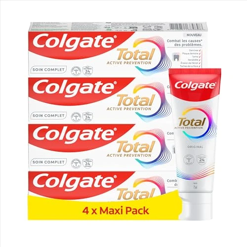 Limited-time offer: Colgate Total Active Prevention Original Toothpaste 100ml x4 | Fights Root Causes* of Many Oral Health Problems³ | 24h Antibacterial¹ Protection | clinically Proven | Patented² Technology from 13.39 £ to 12.00 £ (save 10%)