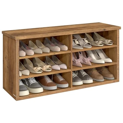 Offerta a tempo: VASAGLE Panca Scarpiera, Scarpiera Ingresso, 6 Scomparti, Ripiani Regolabili, per Soggiorno Corridoio, 29,5 x 100 x 50 cm, Marrone Miele LSB036K01 - 17% da 57.99 € a 47.99 €