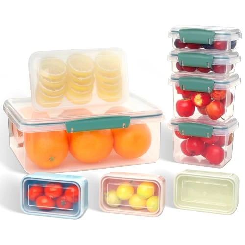 Cozary Recipientes para Alimentos – Set de 9 fiambreras herméticas con tapa, resistentes a bajas y altas temperaturas, transparentes y apilables, ideales para Meal Prep y organización de cocina