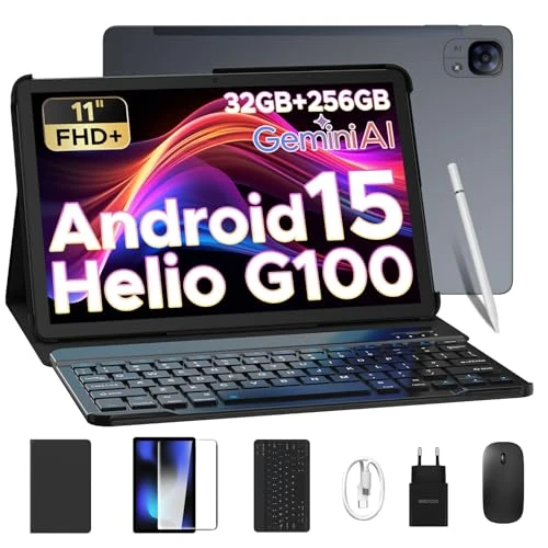 DOOGEE Tab E3 Tablet Android 15 mit Tastatur und Stift, 11 Zoll 32 GB RAM + 256 GB ROM/TF 2 TB, Octa Core Helio G100, Tablets mit Sim, 8800 mAh, Gemini AI, 13 MP + 5 MP/GPS/BT5/OTG/FACE ID/Dual