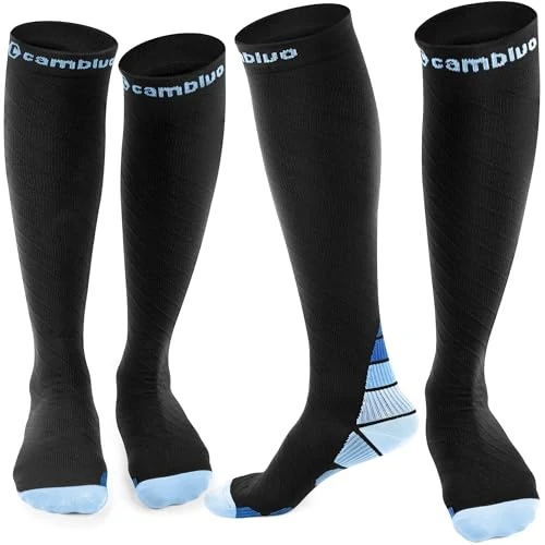 Offre limitée : CAMBIVO Bas de Contention Femme et Homme 2 Paires, 20-30mmHg Chaussettes de Contention, Chaussettes de Compression Antidérapantes pour Voyage Avion, Sport, Running de 16.99 € à 14.99 € (12% de remise)