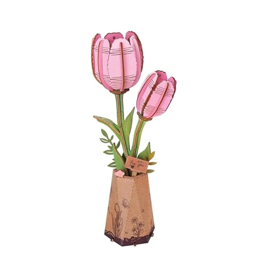 Offre limitee: ROBOTIME Tulipe Rose Puzzle 3D en Bois, Kit De Modèle De Fleur Artificielle pour Adultes, Construction De Décoration Créative pour La Maison, Cadeaux De Saint-Valentin pour Femmes de 14.95 EUR a 14.95 EUR (economie 0%)