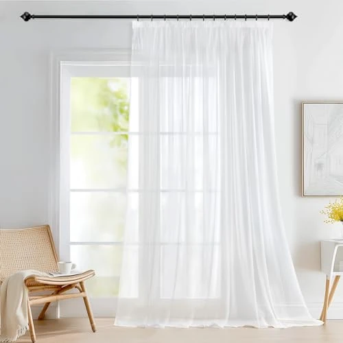 Offerta a tempo: Deconovo Tende per Interni Moderne ed Eleganti con Fettuccia – 1 Pannello Tenda Voile Bianca 300x220 cm per Camera da Letto, Salotto o Soggiorno, Tessuto Traspirante, Facili da Installare - 5% da 18.94 € a 17.99 €