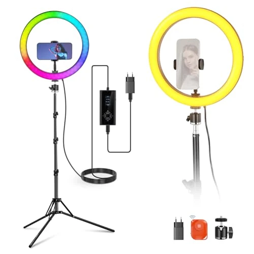 Limited-time offer: NEEWER 12 Inch Ring Light with Stand Compatible with iPhone, 24W RGB LED Ring Light with Phone Holder for Selfie Photography Studio Video Recording Makeup Eyelashes Streaming, 2500-10000K CRI95+ from 90.10 £ to 90.10 £ (save 0.00%)