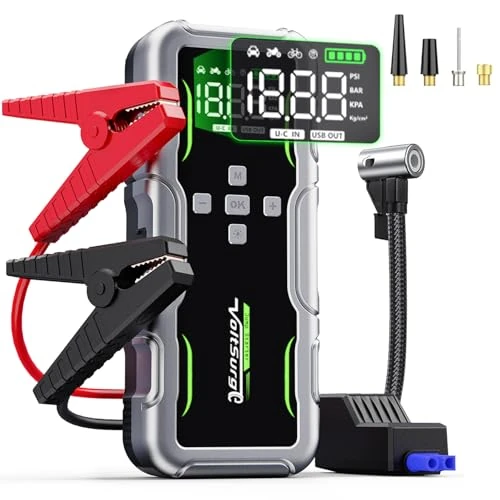 Offre limitée : 7000A Booster Batterie Voiture avec Compresseur à Air 160PSI, 12V Démarreur Batterie Voiture(Gasolina/Diésel 12.0L) Jump Starter pour Véhicule Con Gonfleur Pneus Voiture, LCD Grande, Lumens LED de 47.99 € à 47.99 € (0.00% de remise)
