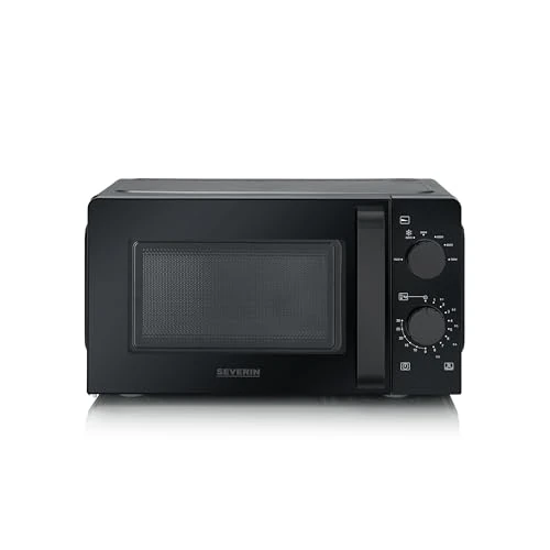 SEVERIN Microwave oven 19 L, Microwave oven 700 W for thawing, heating and reheating, Microwave with 6 power levels, Timer 30 min, Turntable (Ø 24.5 cm), Black, MW 9180