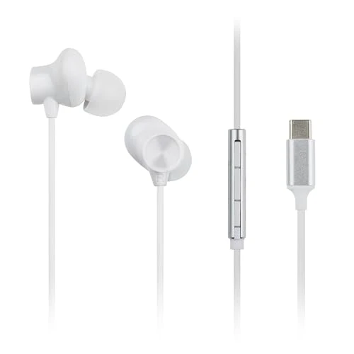 Beperkte aanbieding: Panasonic RP-TCM225DEW USB-C oortelefoon, in-ear oordopjes, bedrade hoofdtelefoon met ingebouwde microfoon en afstandsbediening, krachtige bas, aanpasbare pasvorm, 1,2 m kabel, wit van 12.99 EUR naar 12.99 EUR (besparing 0%)