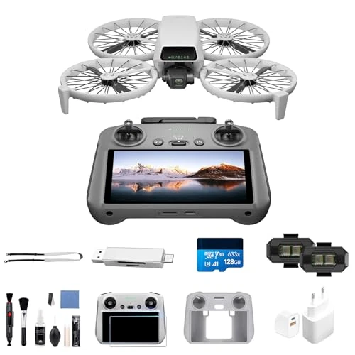 DJI Flip Bundle (radiocommande RC 2 avec écran), Drone Caméra 4K UHD Follow Me, < 249 g, Nacelle à 3 Axes, Transmission vidéo sur 13 km, Décollage palmaire, Temps de vol de 31 Min