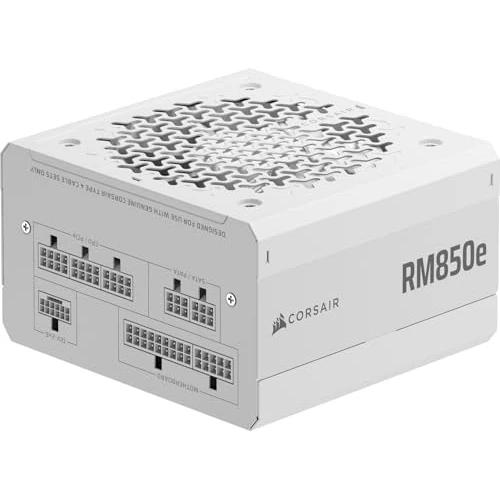 CORSAIR RM850e (2025) Alimentatore ATX Completamente Modulare a Basso Rumore con Cavo 12V-2x6 – Compatibile con ATX 3.1 e PCIe 5.1, Efficienza Cybenetics Gold, Condensatori a 105°C – Bianco
