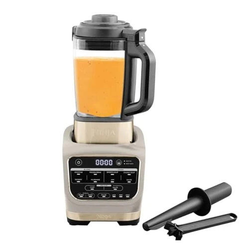 Ninja Foodi Blender & Soup Maker, 10 Auto-iQ Programs, 1.7L Glass Jug, Hot & Cold Blender, Built-in Heating Element, Pestle, Cleaning Tool & Brush, 1000W, Stone Gold HB150EUSTGD
