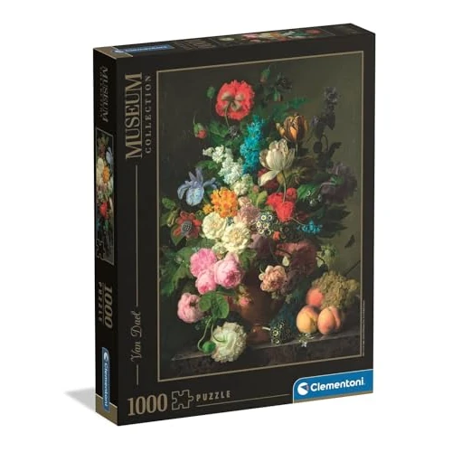 Clementoni - Puzzle 1000 Pezzi Arte per Adulti e Ragazzi, Museum Collection, Tema Vaso di fiori di Van Dael, Idea Regalo Made in Italy, 70x50 cm, 37086