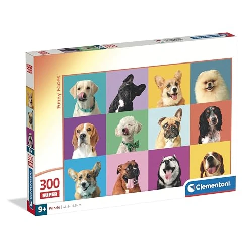 Limited-time offer: Clementoni - 21738 300 Pieces Supercolor Puzzle for Children 9+ Years, Funny Faces Illustration with Dogs, Gift Idea, Made in Italy, 48.5 x 33.5 cm, 21738 from $33.00 to $33.00 (save 0.00%)