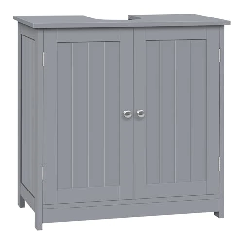 Oferta ograniczona: WOLTU Szafka pod umywalkę, szafka pod umywalkę, szafka sedesowa na nogi z 2 drzwiami i regulowaną półką, jasnoszara, 60 x 30 x 60 cm z 241.99 EUR na 241.99 EUR (znizka 0%)