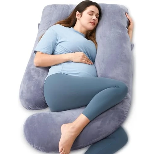Offerta a tempo: momcozy Cuscino Gravidanza in Velluto – Cuscino a Forma di U per Dormire in Gravidanza 145cm, Supporto per Schiena, Pancia, Gambe e Fianchi – Cuscino Gravidanza per Dormire Laterale - 19% da 64.99 € a 52.48 €