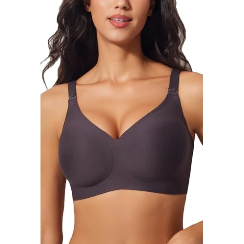 ZUMIY Soutien-Gorge d'allaitement pour l'allaitement, Soutien-Gorge de Grossesse Ultra Doux et Confortable, sans Couture, Bretelles Larges Réglables, Coussinets Amovibles(3XL,Noir)