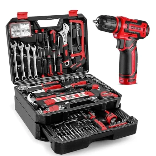 Offerta a tempo: Cassetta Attrezzi Completa Elettriche: DEKO 238 Pezzi con Trapano a Batteria 12V, Valigetta Attrezzi con Set Completo di Punte, Rosso - 8% da 89.99 € a 82.63 €