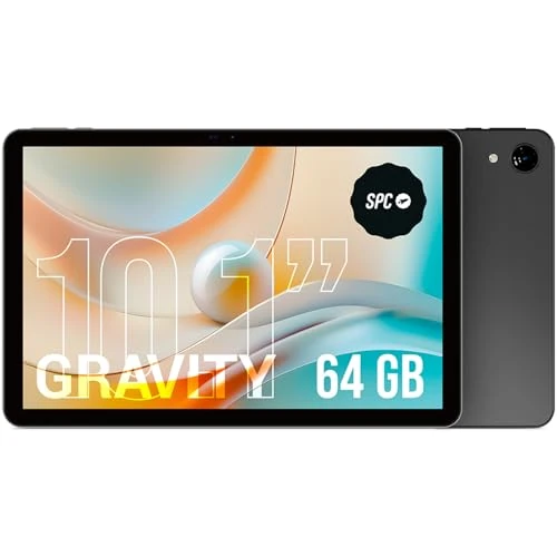 Offerta a tempo: SPC Gravity - Tablet 10,1 pollici HD colore nero | Octa-Core, 4 GB di RAM e 64 GB di memoria espandibile | 9,5 ore di durata della batteria | Controllo genitori Google Family Link | Androide 14 - 47% da 119.90 € a 64.04 €