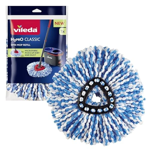 Offerta a tempo: Vileda H2PrO Spin Mop Ricambio | Fiocco resistente in microfibra I Rimozione dello sporco ostinato | Facile da applicare | Lavabile in lavatrice | Per tutti i pavimenti - 40% da 9.99 € a 5.99 €