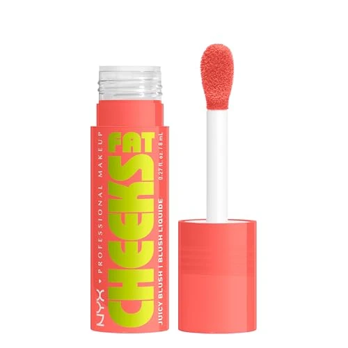 Offerta a tempo: NYX Professional Makeup Fat Cheeks Juicy Blush, Blush Liquido Idratante, Colore Modulabile, Formula Vegana infusa con Peptidi, Olio di Lampone e Kiwi, Shade 01 Papaya Plump, 8 ml - 27% da 7.95 € a 5.79 €
