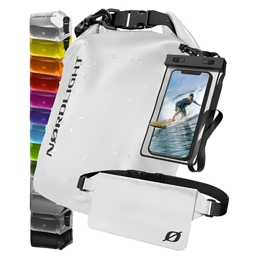 Oferta limitowana: Nordlight Zestaw 3 wodoodpornych toreb (Biały) - sucha torba 30L + wodoodporne etui na telefon komórkowy + wodoodporna torba biodrowa | Ochrona IPX8 | Do wiosłowania na plaży i na stojąco z 66.49 zł na 62.99 zł (oszczędź 5%)