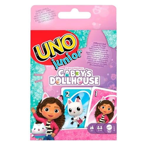 Limited-time offer: Mattel Games UNO Junior Gabby’s Dollhouse Card Game for Kid Parties, Family Nights, Vacations & Travel, JLH17 from 6.99 £ to 6.00 £ (save 14%)