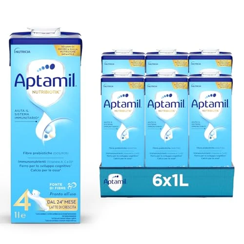Offerta a tempo: APTAMIL 4 - Latte di Crescita Liquido per Bambini dai 24 mesi, Pronto all'uso - Formato Convenienza Formato da 6 litri (6x1L) - 57% da 16.74 € a 7.17 €