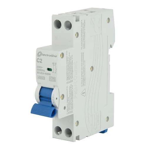 Offerta a tempo: Electraline 87000 Interruttore magnetotermico 2A, curva C (protezione ottimale contro sovracorrenti e cortocircuiti), 1P+N, 4,5kA, 240V, certificati CE, KEMA-KEUR, e UKCA - 15% da 8.99 € a 7.64 €
