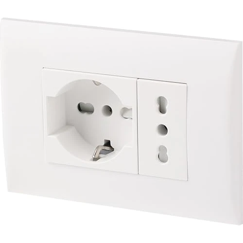 Limited offer: Electraline 22110 Set of Pre-assembled 2-Way Plate (1 Universal Socket P40 + 1 Bivalent Socket 10/16A), Two Mounting Screws, White from 6.99 EUR to 6.99 EUR (save 0%)