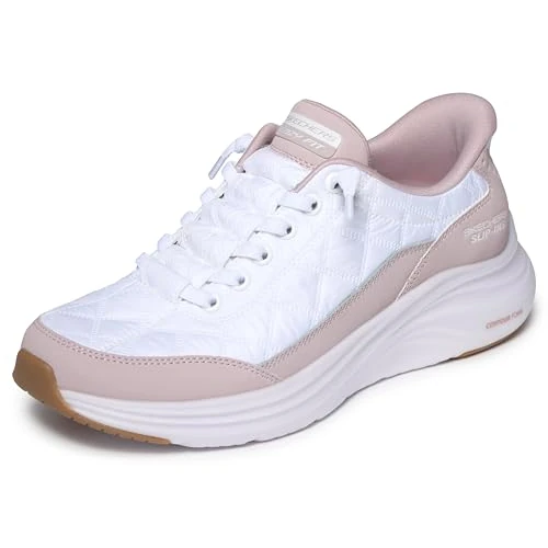 Offerta a tempo: Skechers Donna Contour Foam In Motion Slip-In ALLENATRICE, White Mesh/Lavender Duraleather/Leather/Trim, 37 EU - 18% da 89.95 € a 74.00 €