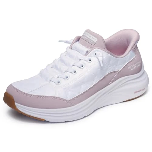 Zeitlich begrenztes Angebot: Skechers Damen Contour Foam In Motion Slip-InTurnschuhe, White Mesh/Lavender Duraleather/Leather/Trim, 37.5 EU von 89.95 € auf 76.55 € (15% Rabatt)