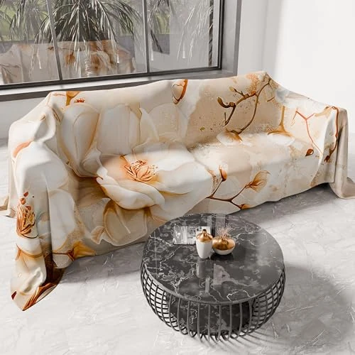 PETTI Artigiani Italiani - Sofadecke Überwurf aus Mikrofaser | Vielseitige Tagesdecke für Sofa, Bett und Tisch | Waschbarer Schutzüberwurf - Made in Italy - Blumenmuster 25 12-220x270 cm