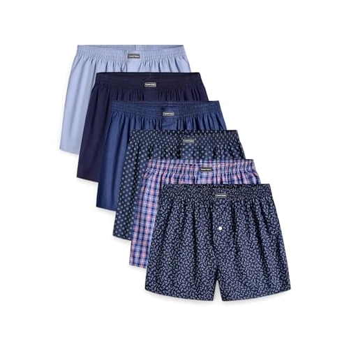 Lower East Le150 Boxershorts Homme, 6er Set, American, Checked/Solid/Printed, 3XL