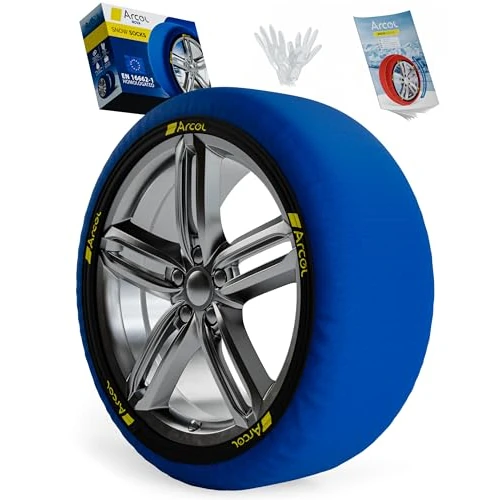 ARCOL Textile Schneeketten EU Norm 16662-1 homologiert, Set 2 Textilschneekette Snow Sock, Anti-Rutsch Auto Schneeketten, Car Snow Chains R14–R20 Felgengröße, (Nova, L)