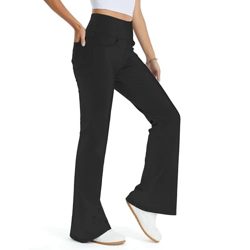 Limited-time offer: THE GYM PEOPLE Women's Wide Leg Flared Jeans High Waist Stretchy Jeggings | Inseam 29''/31'', 4 Pockets, Pull on, Tummy Control, Breathable, Bell Bottom, Bootcut, Butt Lift, Fashion Work Trip Caual from 32.99 £ to 32.99 £ (save 0.00%)