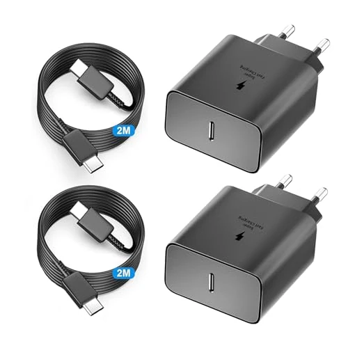 Offre limitée : 2Pcs Chargeur 45W Super Charge Rapide pour Samsung Galaxy S26,S25,S24+,S24 Ultra,S23+,S23 Ultra, S22,S21,Note20,A54,Z Fold5,Flip5,Fold4, Flip4,Tab S8,Prise Secteur USB C Adapteur avec 2m Câble USB C de 22.99 € à 22.99 € (0.00% de remise)