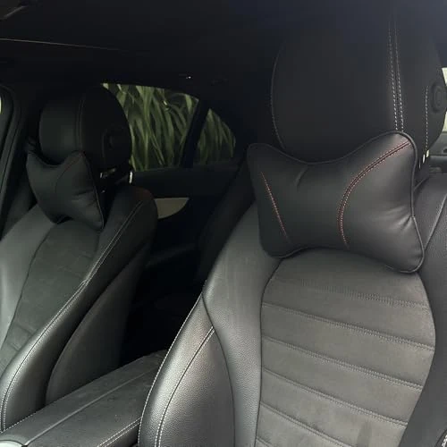 duoyif Cuscino Collo Per Sedile Auto, Poggiatesta Auto Cuscino, Poggiatesta Per Auto In Pelle Memory Foam, Cuscino Da Viaggio Per Il Supporto Del Collo, Per Ufficio Guida 1pezzo (f nero rosso)