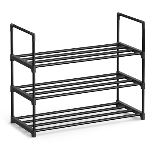 Offerta a tempo: SONGMICS Scarpiera a 3 Ripiani, Scaffale Portascarpe, Organizzatore in Metallo, per 6-9 Paia di Scarpe, Impilabile, Corridoio, Soggiorno, Camera da Letto, 30 x 68 x 55 cm, Nero LSA203B01 - 23% da 15.99 € a 12.31 €