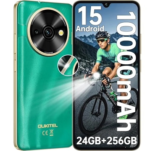 OUKITEL C59 Pro Android15 Mobile Phones - 10000mAh Large battery Smartphone,24GB RAM+256GB ROM+1TB,110LM Flashlight,6.88" HD+Large Screen,4G Dual SIM Free Unlocked, NFC/Fingerprint/Face ID/GPS