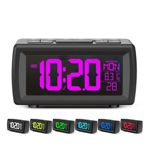 Offerta a tempo: OWYELO Sveglia Digitale da Comodino con Radiosveglia, Doppio Allarme & 7 Colori LED – Radio FM con Timer Riposo, Snooze, USB-C e ORA LEGALE, Regalo Perfetto per Casa e Ufficio - 23% da 27.98 € a 21.54 €